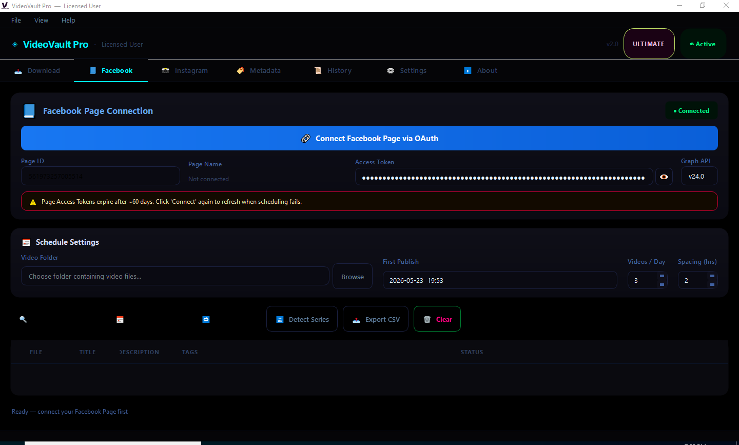 VideoVault Pro — Facebook Reels